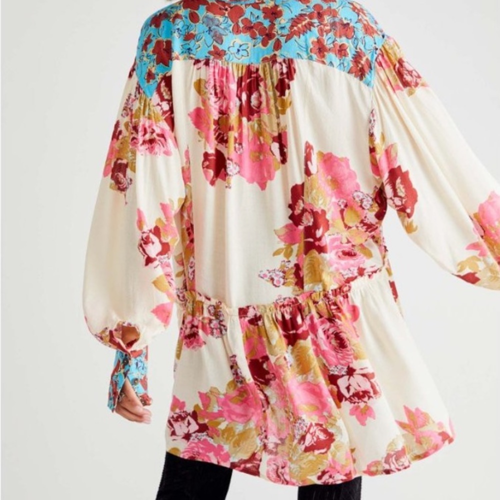 HTF Like New Free People Brunch A Bunch blouse tunic multi mini dress?! size M - Picture 2 of 6